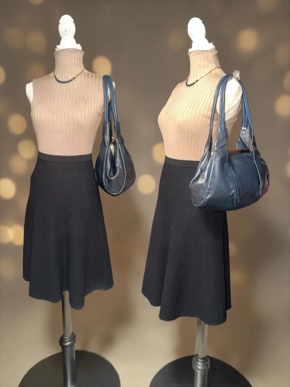 VTG HOBO Blanche Satchel Blue Glaze Leather Fortune Cookie Frame Clasp Lock Y2K - Picture 3 of 11